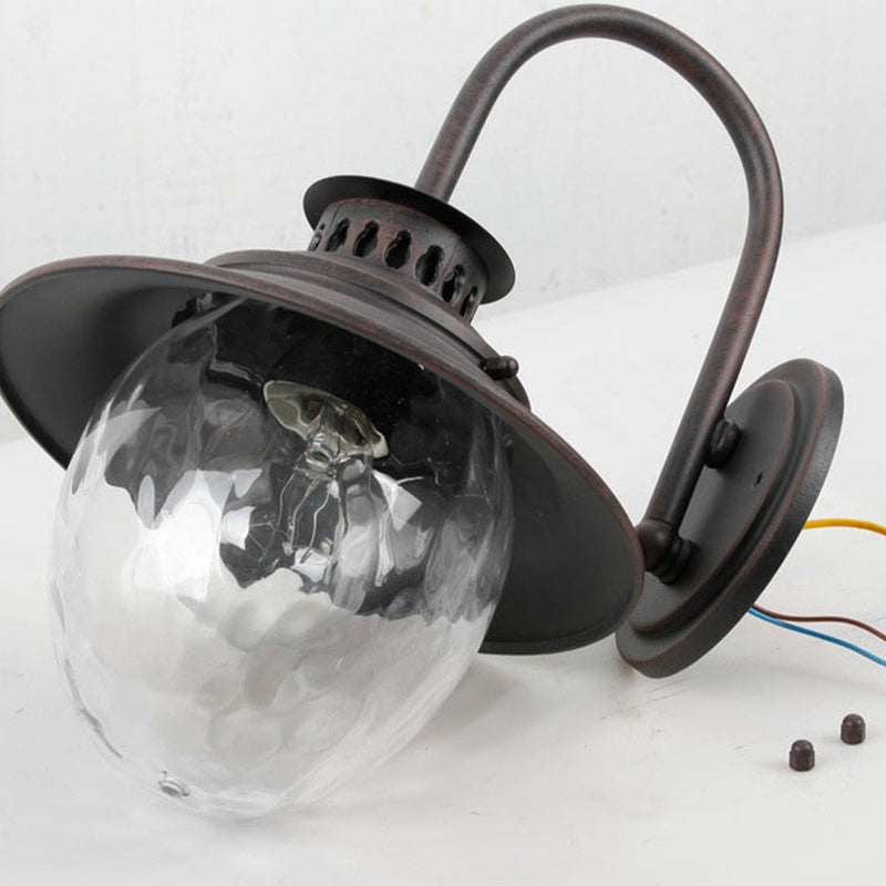 Industrial Oval Aluminum Glass 1-Light Wall Sconce Lamp