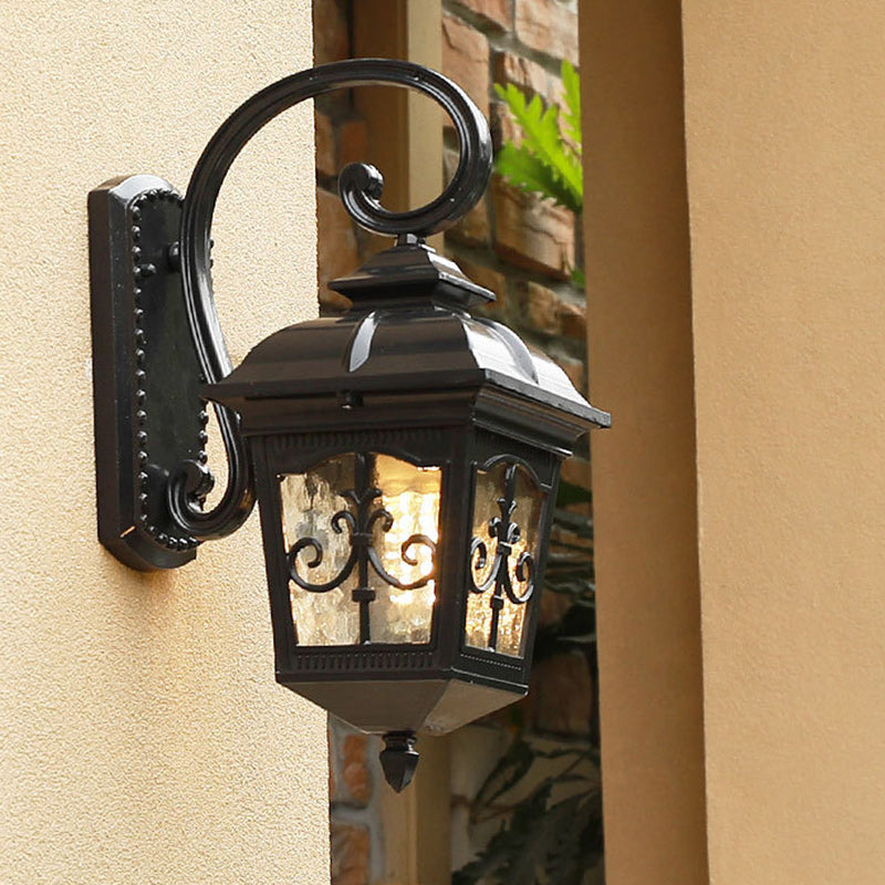 French Trapezoid Aluminum Glass 1-Light Wall Sconce Lamp