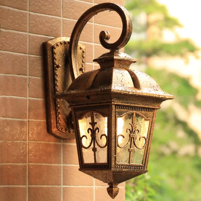 French Trapezoid Aluminum Glass 1-Light Wall Sconce Lamp