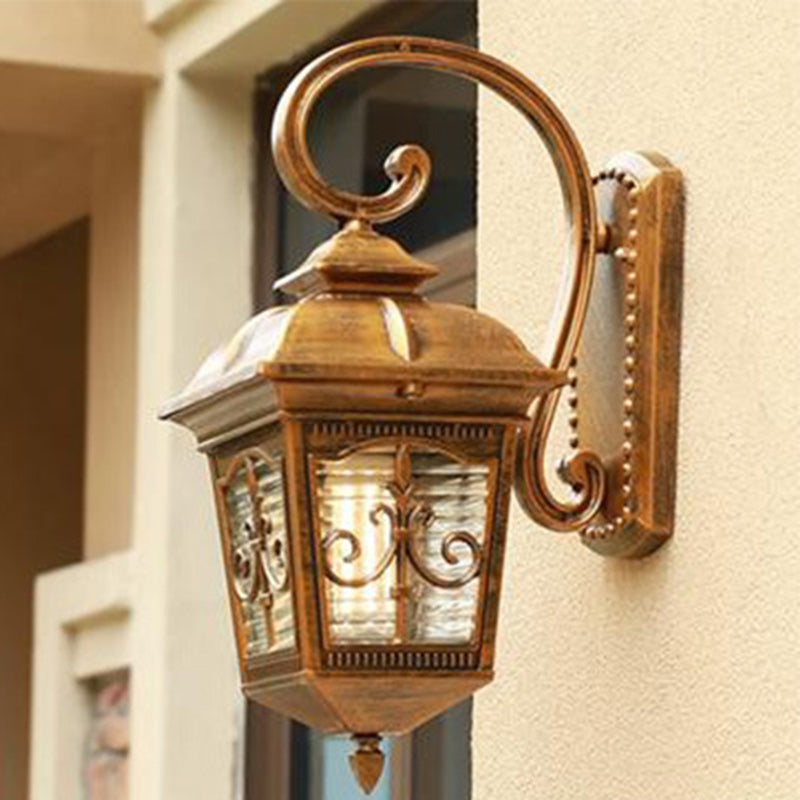 French Trapezoid Aluminum Glass 1-Light Wall Sconce Lamp