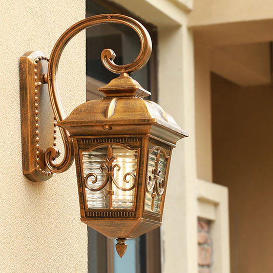 French Trapezoid Aluminum Glass 1-Light Wall Sconce Lamp