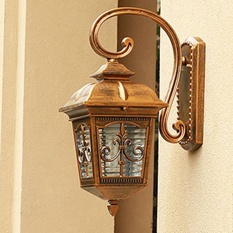French Trapezoid Aluminum Glass 1-Light Wall Sconce Lamp