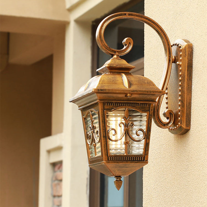 French Trapezoid Aluminum Glass 1-Light Wall Sconce Lamp