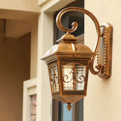 French Trapezoid Aluminum Glass 1-Light Wall Sconce Lamp