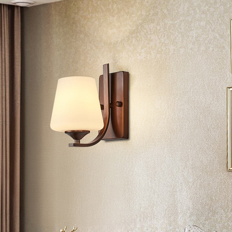 Traditional Trapezoid Iron Glass 1-Light Wall Sconce Lamp