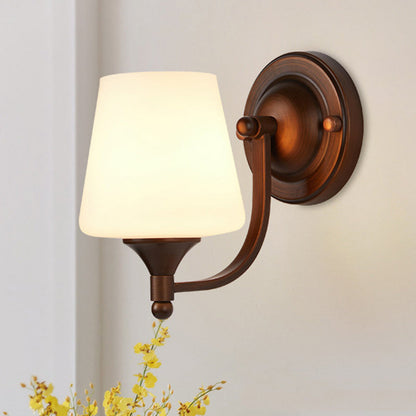 Traditional Trapezoid Iron Glass 1-Light Wall Sconce Lamp