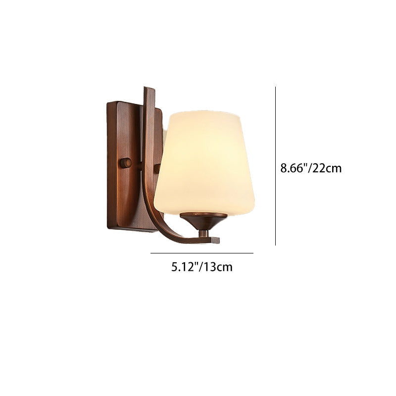 Traditional Trapezoid Iron Glass 1-Light Wall Sconce Lamp