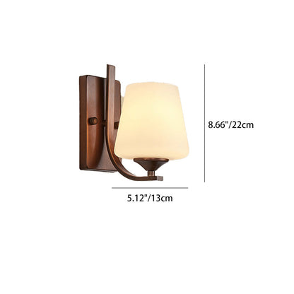 Traditional Trapezoid Iron Glass 1-Light Wall Sconce Lamp