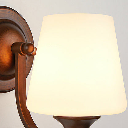Traditional Trapezoid Iron Glass 1-Light Wall Sconce Lamp
