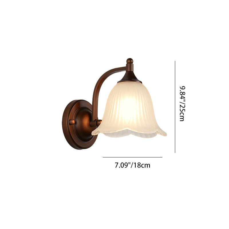 Traditional Trapezoid Iron Glass 1-Light Wall Sconce Lamp