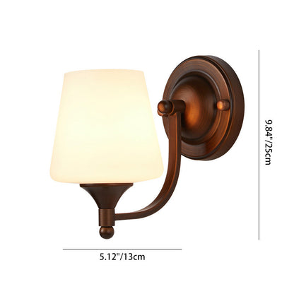 Traditional Trapezoid Iron Glass 1-Light Wall Sconce Lamp