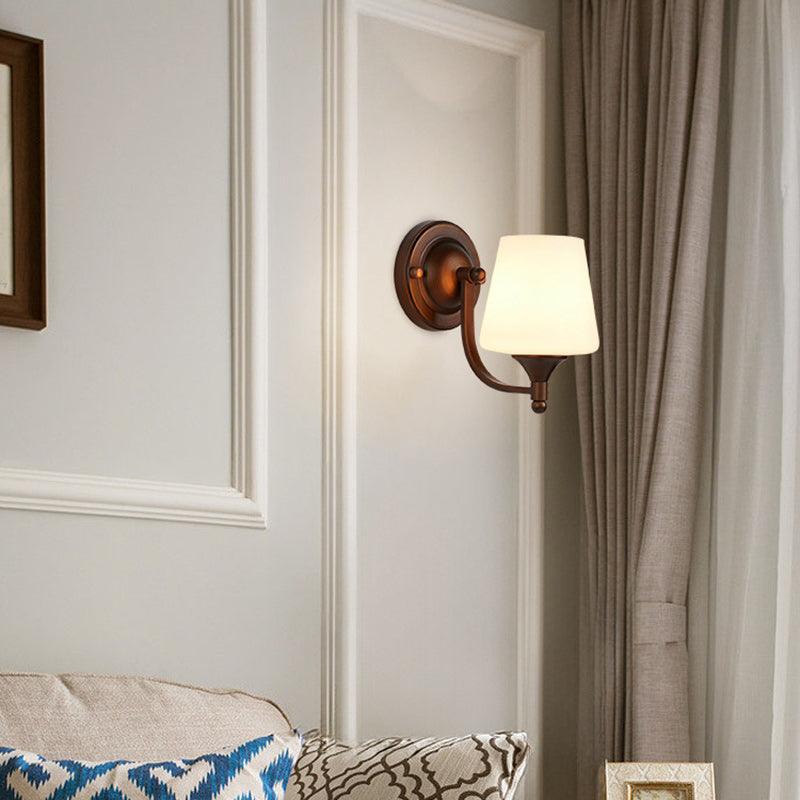 Traditional Trapezoid Iron Glass 1-Light Wall Sconce Lamp
