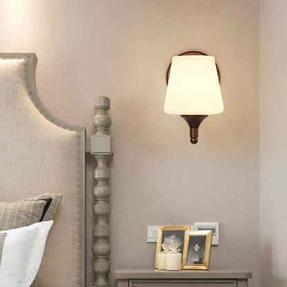 Traditional Trapezoid Iron Glass 1-Light Wall Sconce Lamp