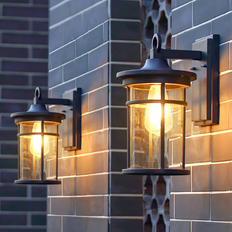 Industrial Column Aluminum Glass 1-Light Wall Sconce Lamp