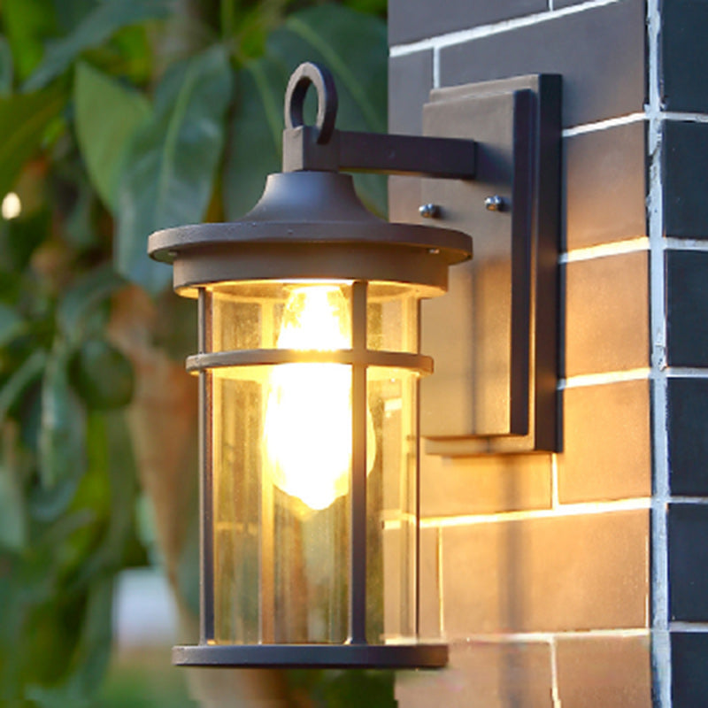 Industrial Column Aluminum Glass 1-Light Wall Sconce Lamp