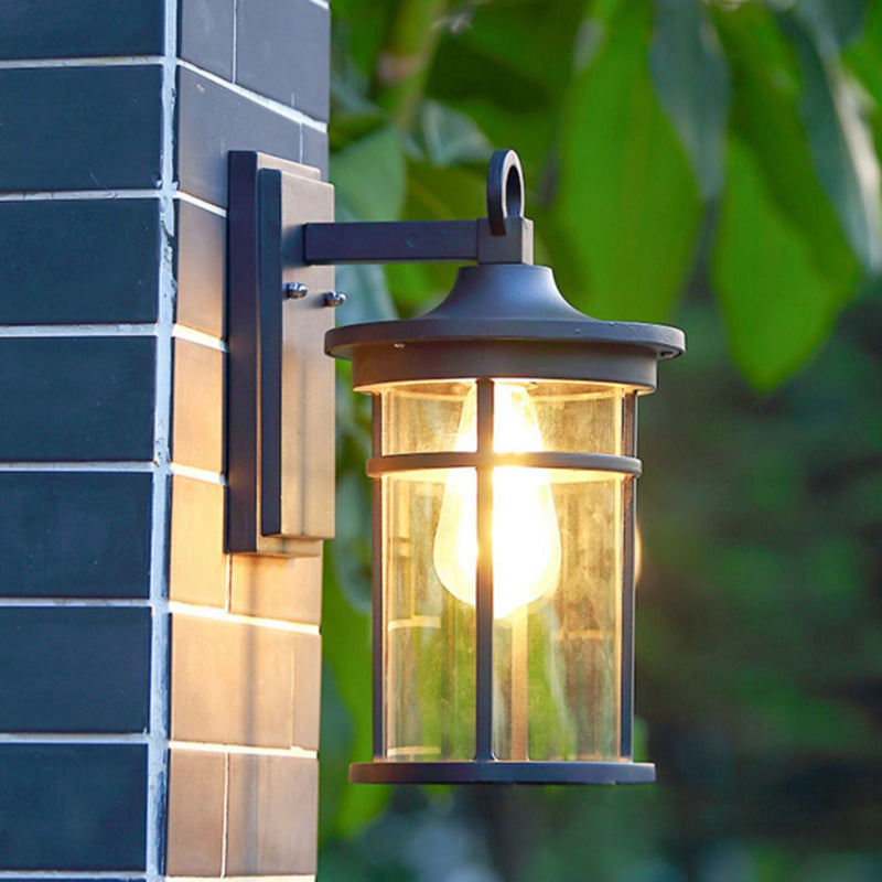 Industrial Column Aluminum Glass 1-Light Wall Sconce Lamp