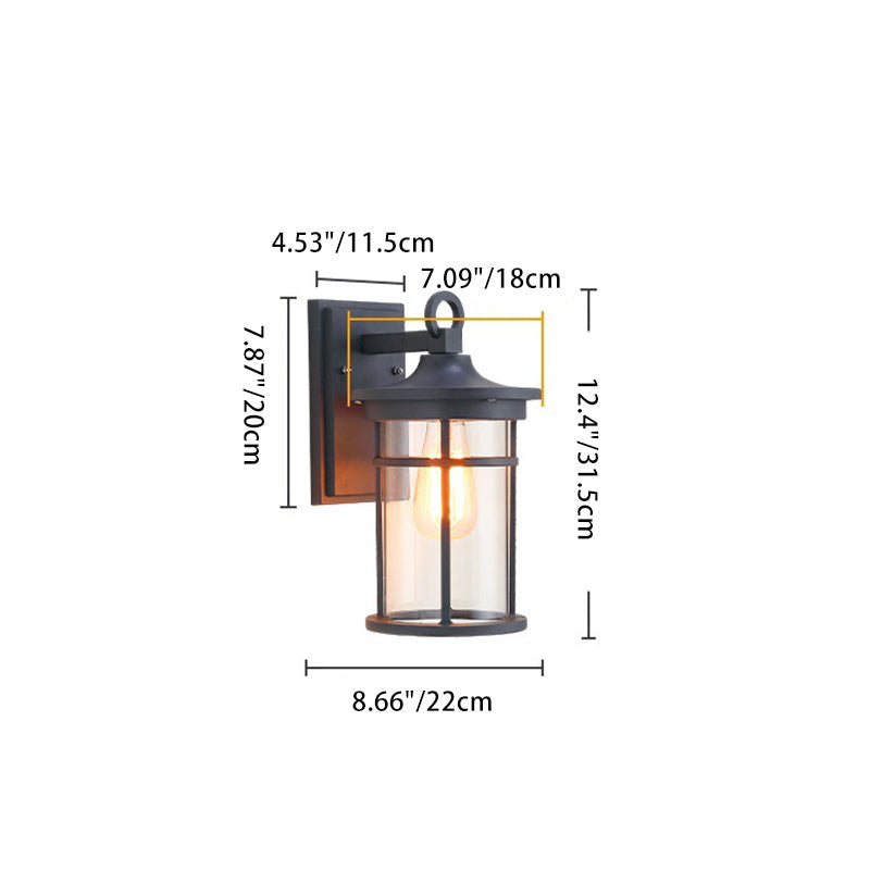 Industrial Column Aluminum Glass 1-Light Wall Sconce Lamp