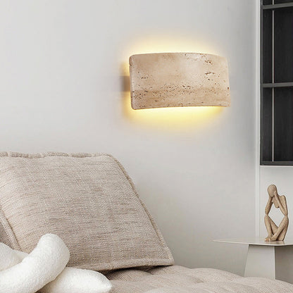 Traditional Japanese Rectangular Stone LED Wall Sconce Lamp