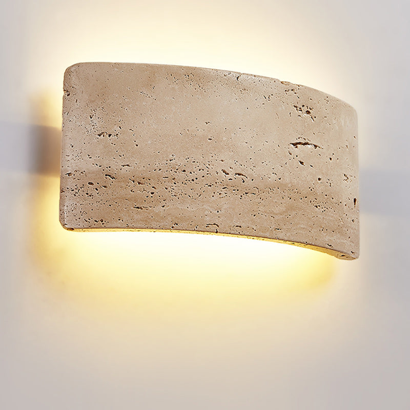 Traditional Japanese Rectangular Stone LED Wall Sconce Lamp