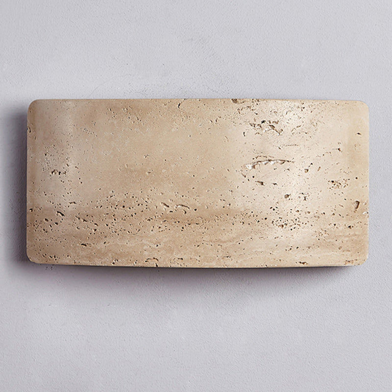Traditional Japanese Rectangular Stone LED Wall Sconce Lamp