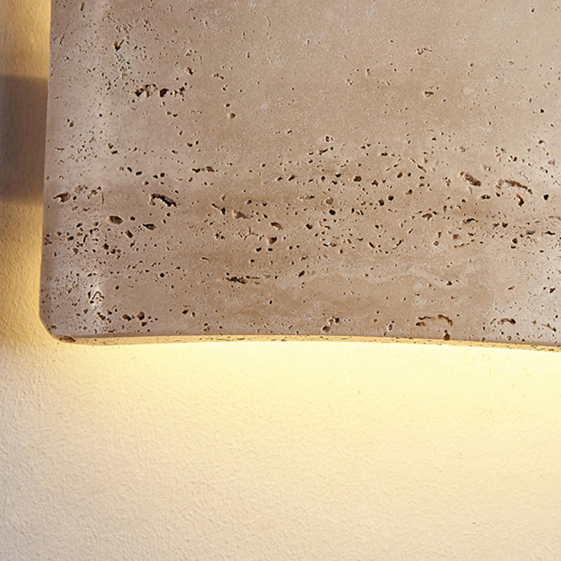 Traditional Japanese Rectangular Stone LED Wall Sconce Lamp