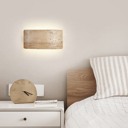 Traditional Japanese Rectangular Stone LED Wall Sconce Lamp