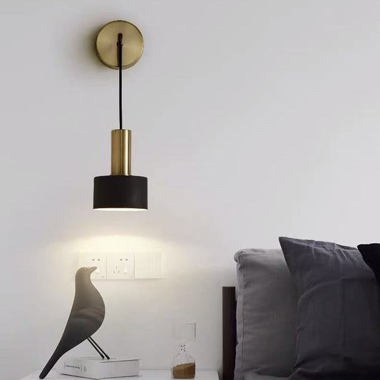 Modern Minimalist Cylinder Iron 1-Light Wall Sconce Lamp