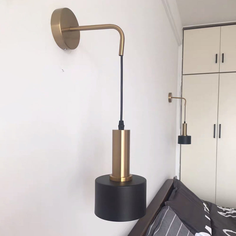 Modern Minimalist Cylinder Iron 1-Light Wall Sconce Lamp