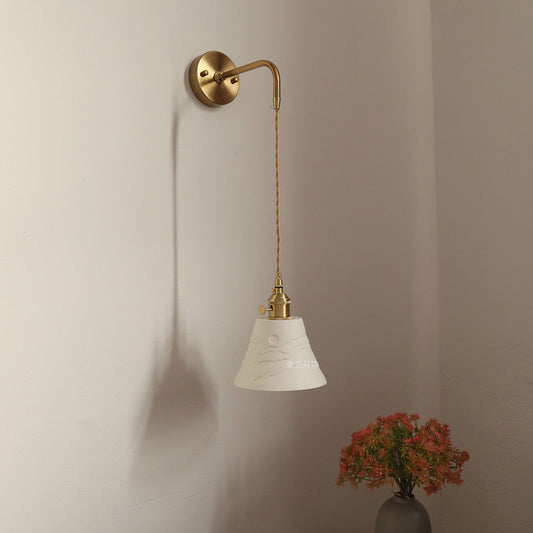 Japanese Drum Copper Ceramic 1-Light Wall Sconce Lamp