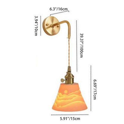 Japanese Drum Copper Ceramic 1-Light Wall Sconce Lamp