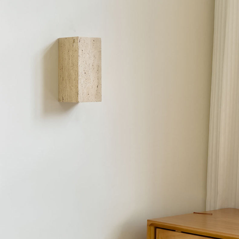 Traditional Japanese Rectangular Stone LED Wall Sconce Lamp