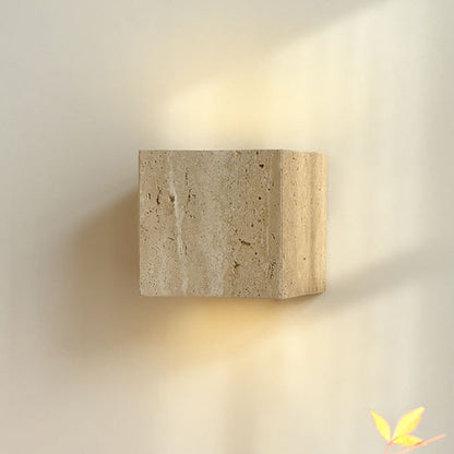 Traditional Japanese Rectangular Stone LED Wall Sconce Lamp