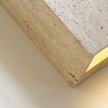 Traditional Japanese Rectangular Stone LED Wall Sconce Lamp