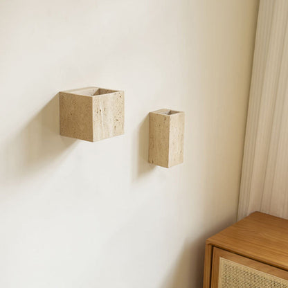 Traditional Japanese Rectangular Stone LED Wall Sconce Lamp