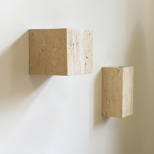 Traditional Japanese Rectangular Stone LED Wall Sconce Lamp