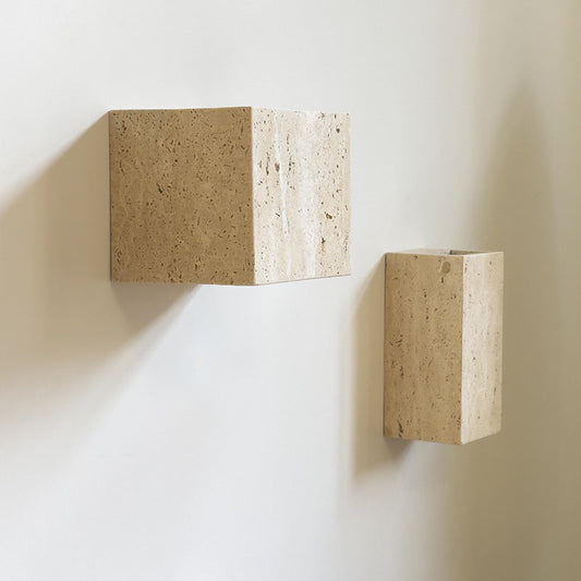 Traditional Japanese Rectangular Stone LED Wall Sconce Lamp