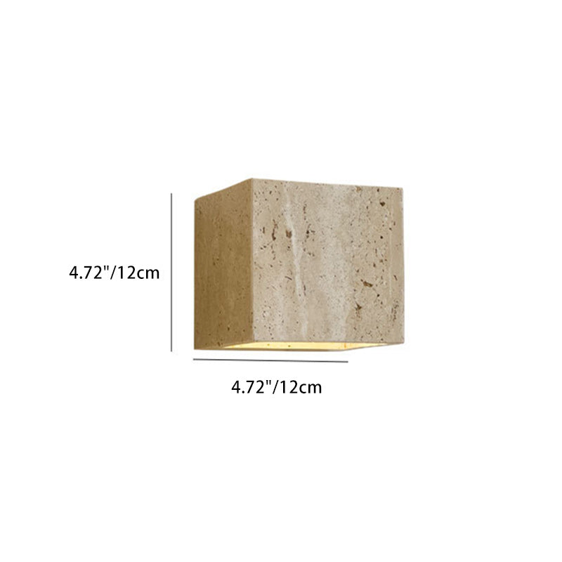 Traditional Japanese Rectangular Stone LED Wall Sconce Lamp
