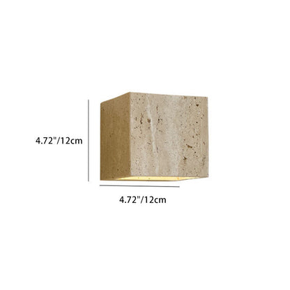 Traditional Japanese Rectangular Stone LED Wall Sconce Lamp