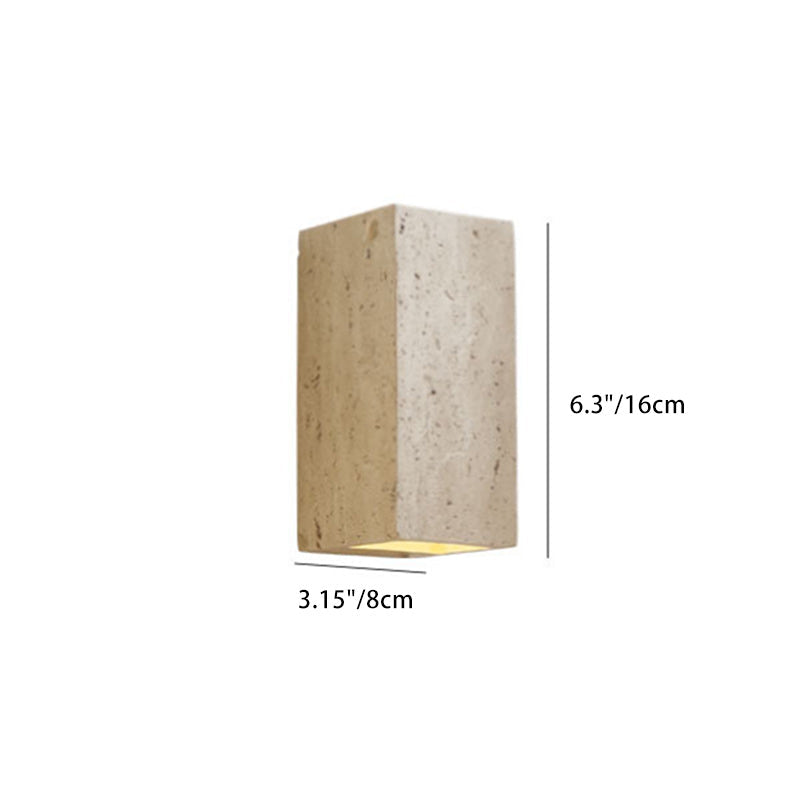 Traditional Japanese Rectangular Stone LED Wall Sconce Lamp