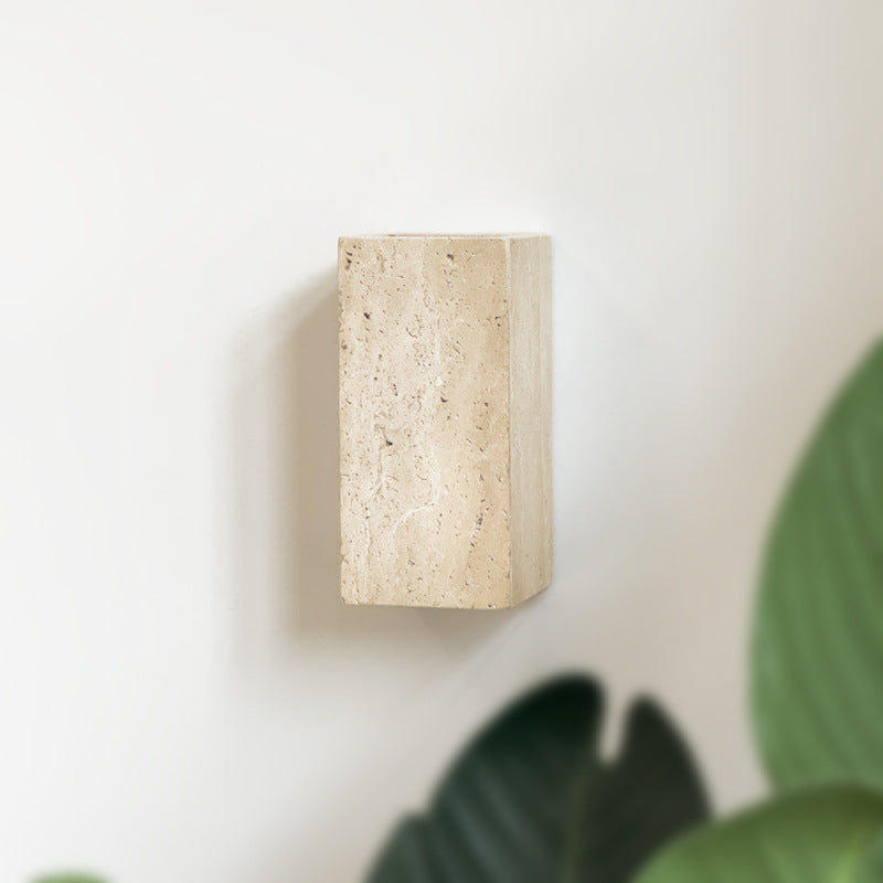 Traditional Japanese Rectangular Stone LED Wall Sconce Lamp