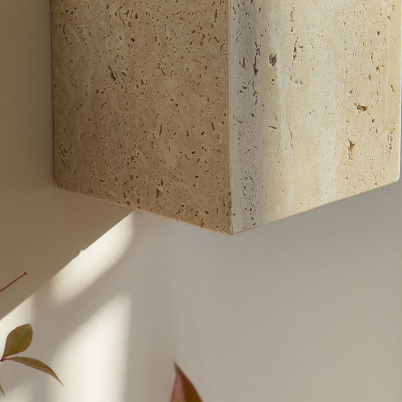 Traditional Japanese Rectangular Stone LED Wall Sconce Lamp