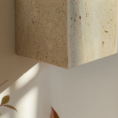 Traditional Japanese Rectangular Stone LED Wall Sconce Lamp