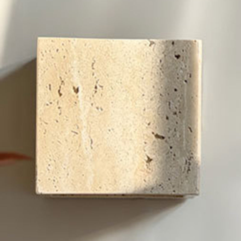 Traditional Japanese Rectangular Stone LED Wall Sconce Lamp