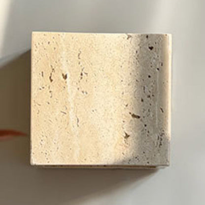Traditional Japanese Rectangular Stone LED Wall Sconce Lamp