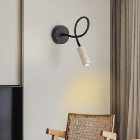 Japanese Column Iron Stone 1-Light Wall Sconce Lamp