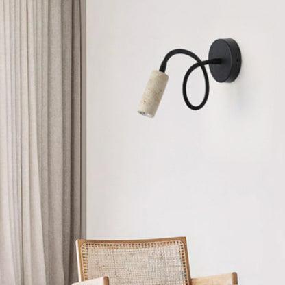 Japanese Column Iron Stone 1-Light Wall Sconce Lamp