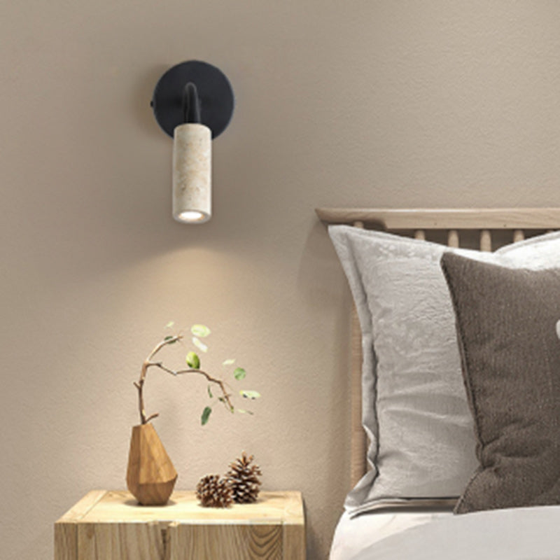 Japanese Column Iron Stone 1-Light Wall Sconce Lamp