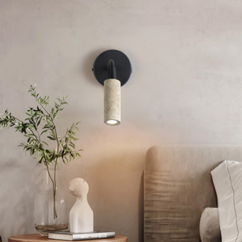 Japanese Column Iron Stone 1-Light Wall Sconce Lamp