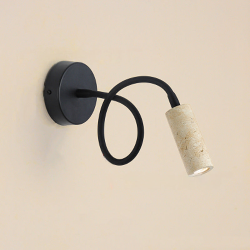 Japanese Column Iron Stone 1-Light Wall Sconce Lamp