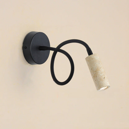 Japanese Column Iron Stone 1-Light Wall Sconce Lamp